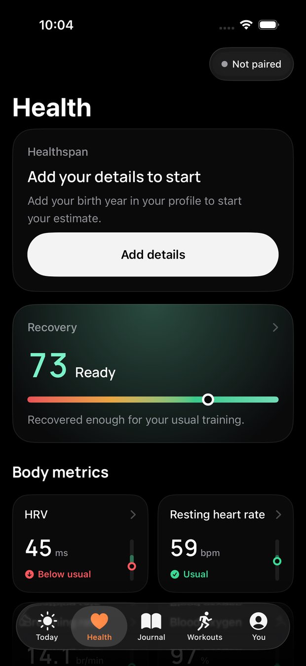 Health: body metrics against your own usual